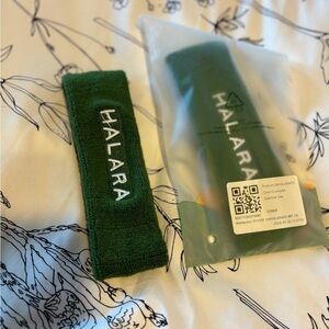 Halara Hair Accessories Headband Green Stretchy White Logo Sweat Band One Size